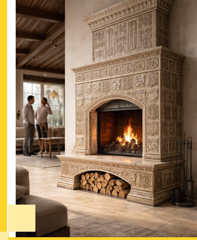 Купить изразцовый камин в Боровичах от 260575 р. | ЭриданБрв