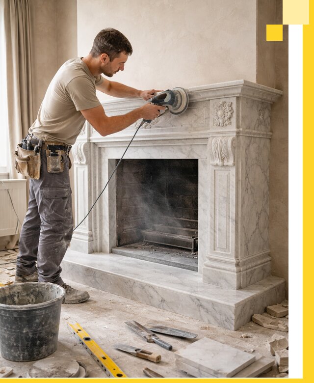 Изготовление и установка мраморных каминов в Боровичах под ключ