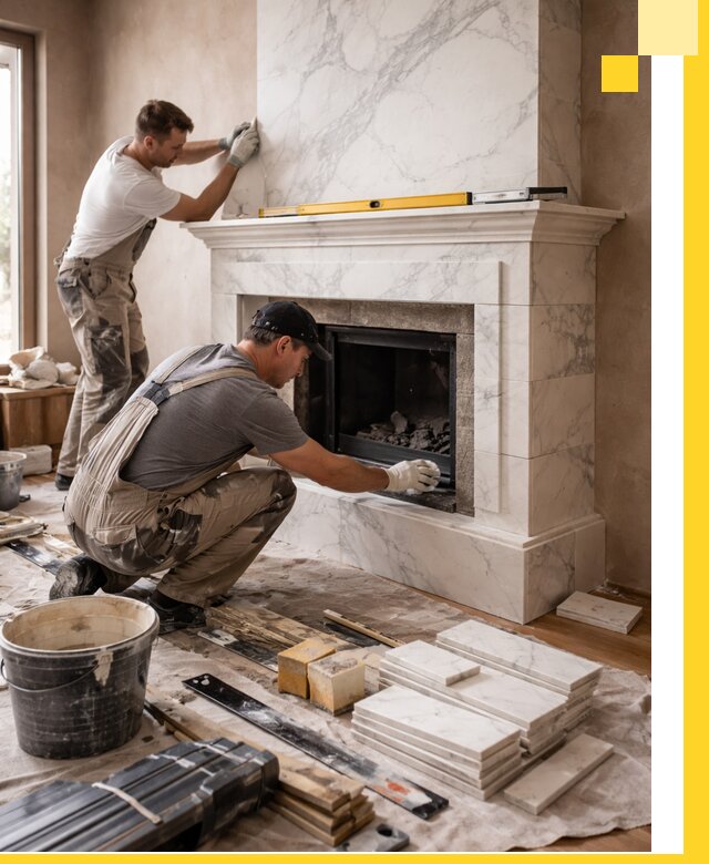 Отделка каминов в Боровичах качественные облицовочные работы