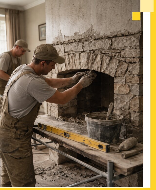 Изготовление каминов под ключ в Боровичах, монтаж и отделка