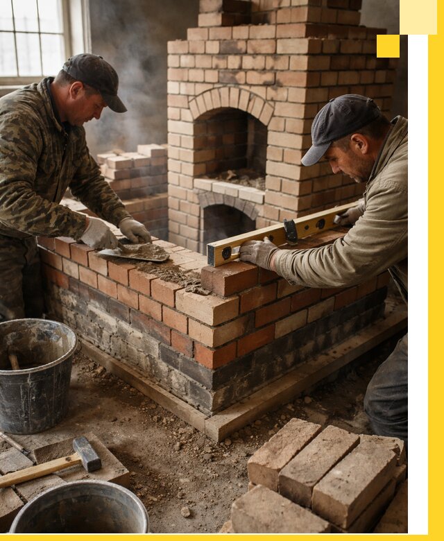 Изготовление и монтаж печей и каминов из кирпича в Боровичах