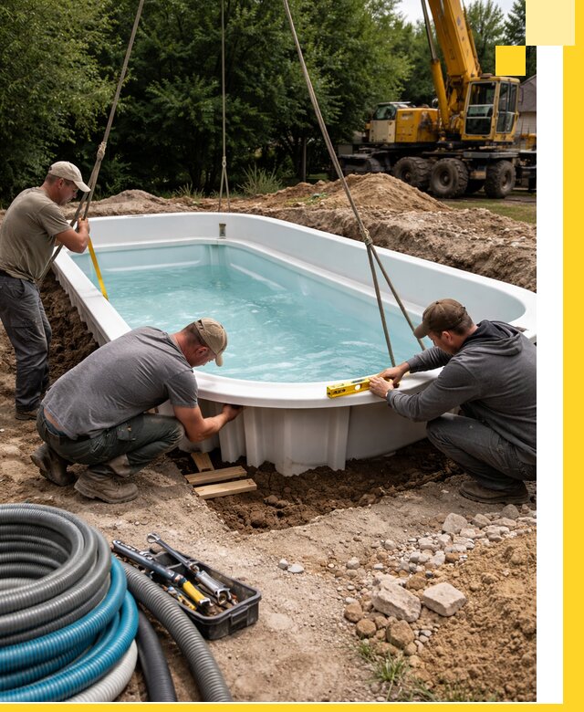 Установка и монтаж композитных бассейнов под ключ в Боровичах