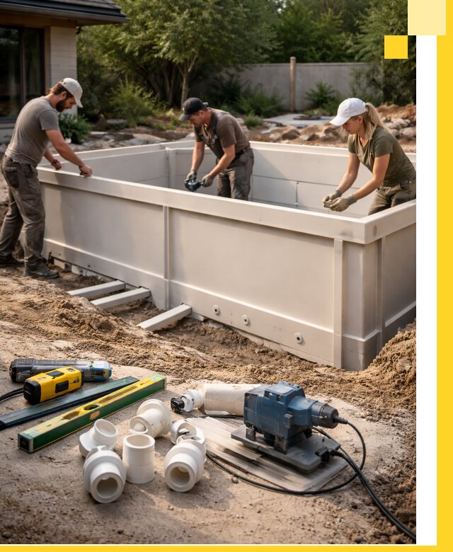 Установка полипропиленовых бассейнов под ключ в Боровичах