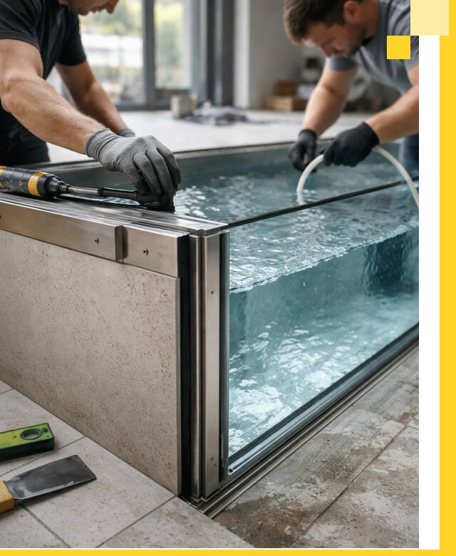 Проектирование и монтаж стеклянных бассейнов в Боровичах