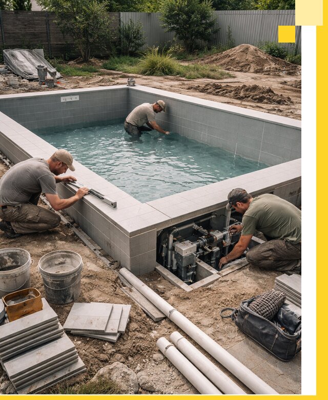 Строительство и монтаж бассейнов для дачи под ключ в Боровичах