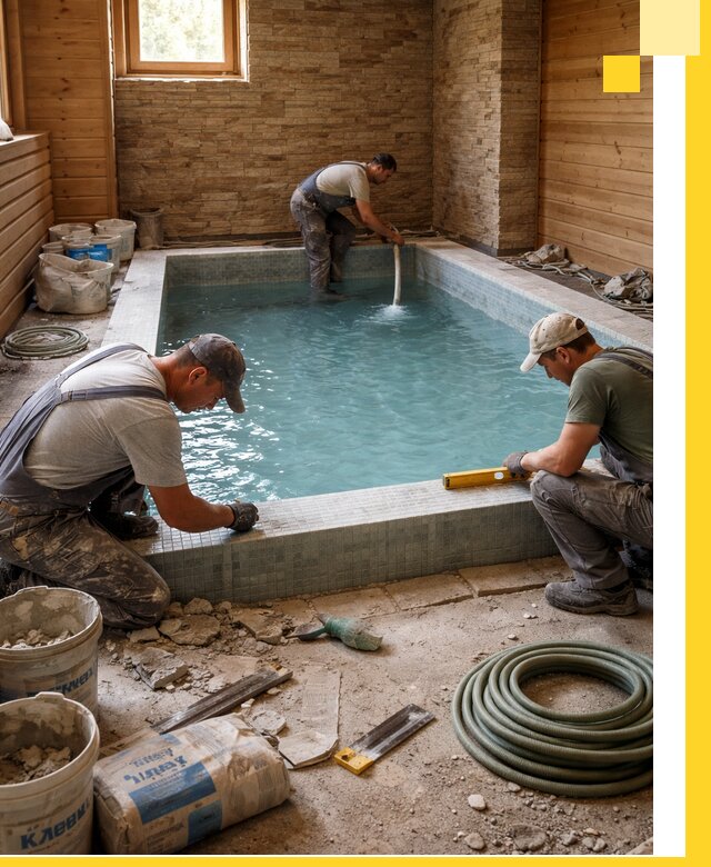 Проектирование и строительство бассейнов для бани в Боровичах