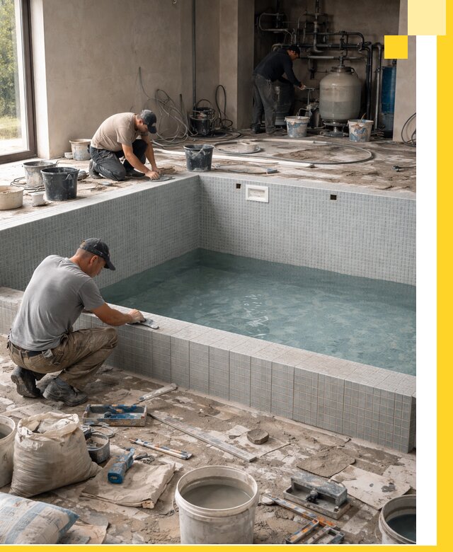 Строительство и монтаж бассейнов в помещении в Боровичах