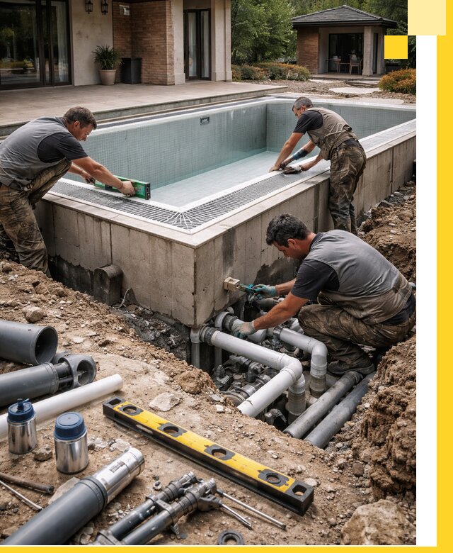 Строительство переливных бассейнов в Боровичах под ключ