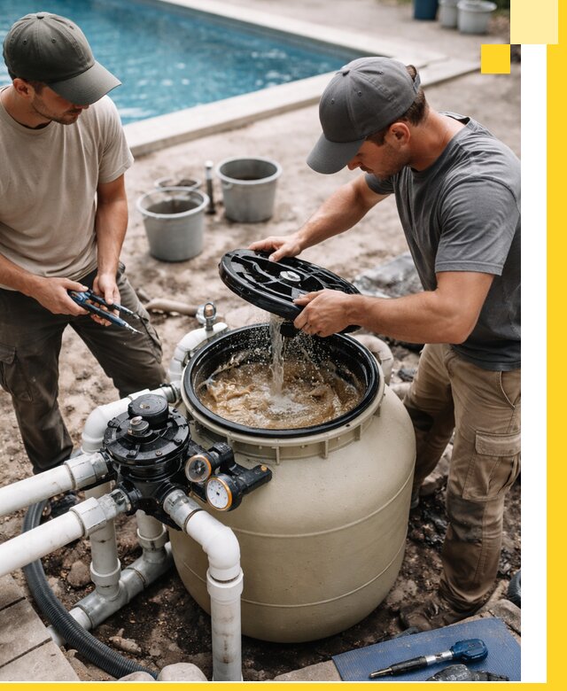 Установка и обслуживание песочных фильтров для бассейнов в Боровичах