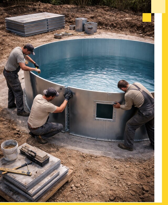 Круглые бассейны под ключ в Боровичах проектирование и монтаж