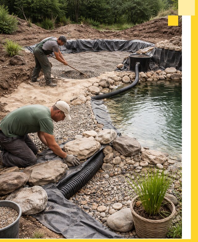 Строительство природных бассейнов и озер в Боровичах под ключ