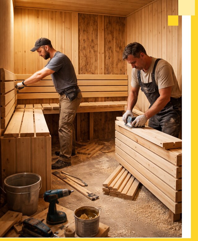 Профессиональный комплексный ремонт саун под ключ в Боровичах