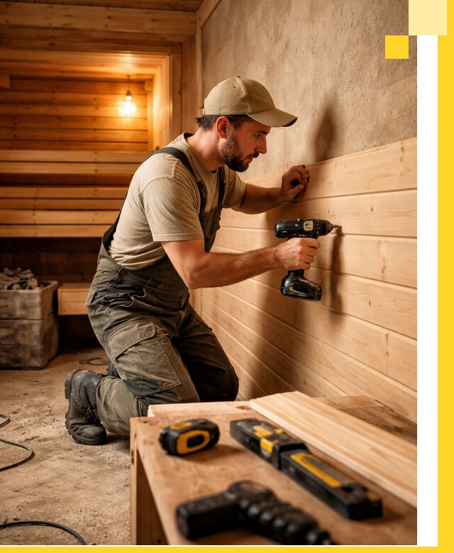 Профессиональная внутренняя отделка бани в Боровичах под ключ