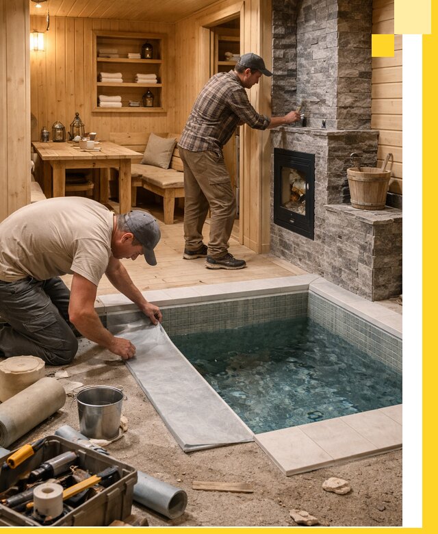 Строительство бань с комнатой отдыха под ключ в Боровичах