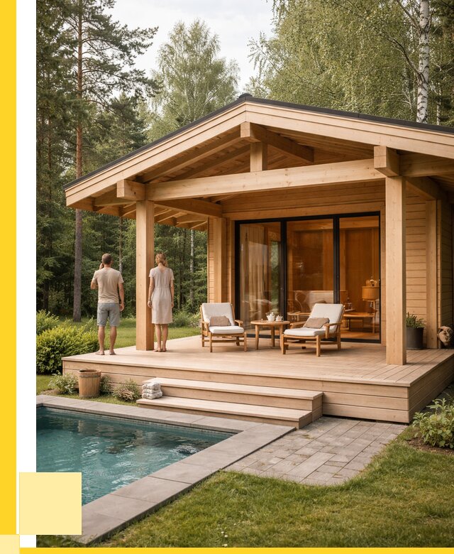 Бани с террасой под ключ в Боровичах от 625380 р. | ЭриданБрв