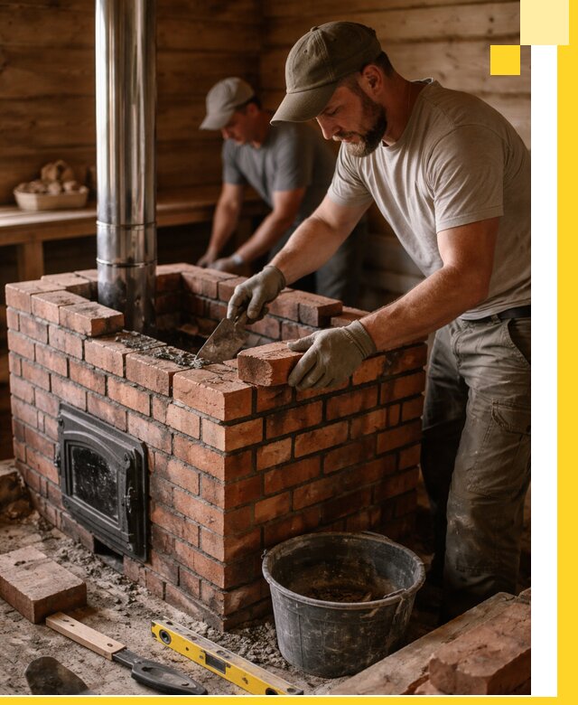 Кирпичные печи для бани под ключ в Боровичах, проект и монтаж