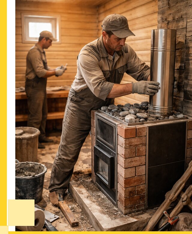 Монтаж печи в бане под ключ в Боровичах от 20846 р. | ЭриданБрв