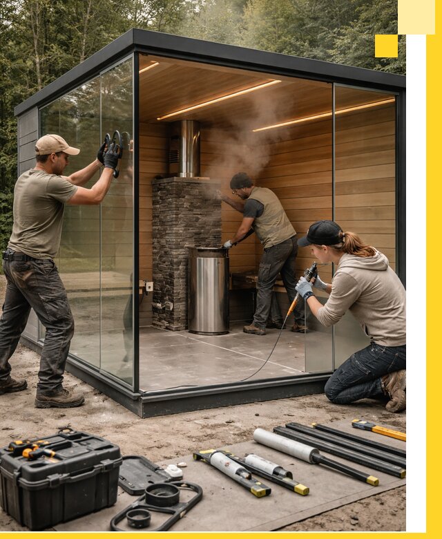 Проектирование и строительство стеклянных бань в Боровичах