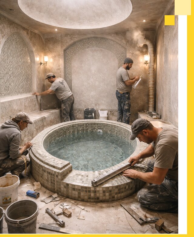 Профессиональное строительство хамама с бассейном в Боровичах под ключ