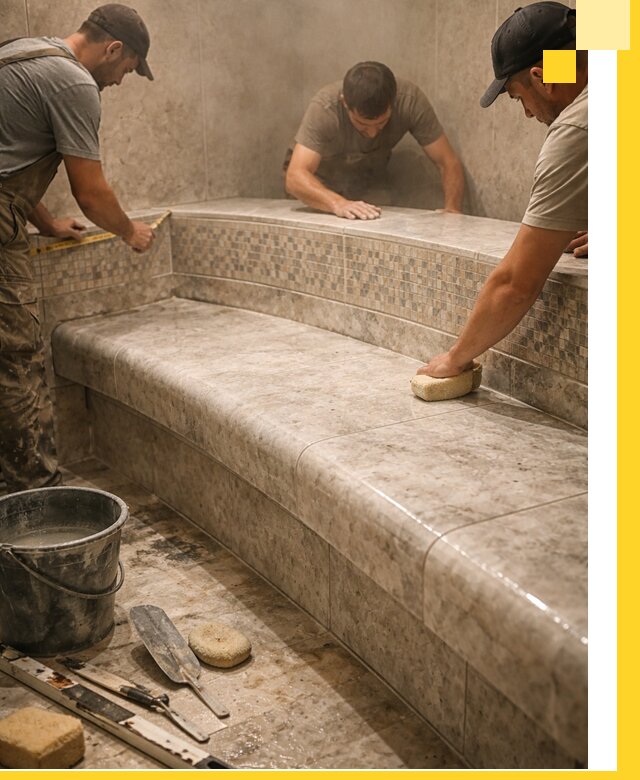 Изготовление и установка сидений для хамама в Боровичах